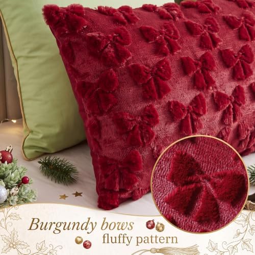 SmoothNovelty Burgundy Bow Body Pillow Cover 20 x 54 Inches Coquette Long Body - Image 3