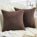 GAWAMAY Coffee Chenille Throw Pillow Covers 16x16 Set of 2 by GAWAMAY