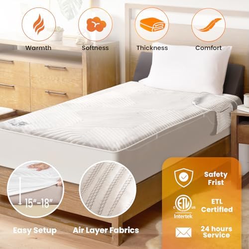 Electric Heated Mattress Pad Full Size Single Control Bed Warmer, Deep Pocket - Image 3