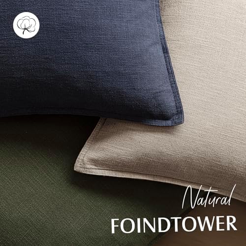 Foindtower Linen Solid Decorative Throw Pillow Covers 22x22 Natural Linen - Image 4