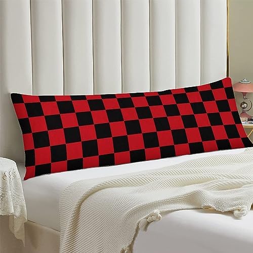 Checkerboard Decorative Body Pillow Cover, Geometric Checkered Plaid Pattern - Image 2