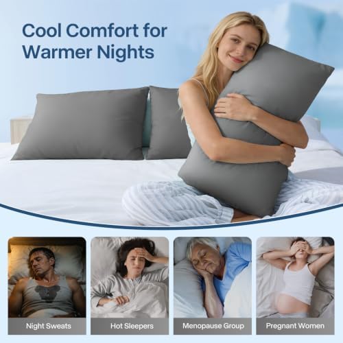 Luxury Cooling Pillowcases Standard Size 2 Pack, Q-Max>0.4 Cool Touch - Image 4