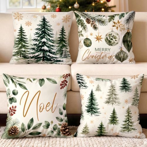 18x18 Throw Pillow Covers Square Cushion Cases Decorative Set of 4 by MEMNUN