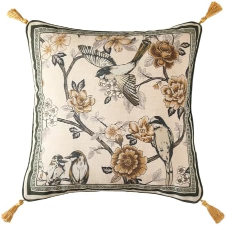 ISAENNE Vintage Elegant Linen Square Throw Pillow Cover by Isaennehomedecoration