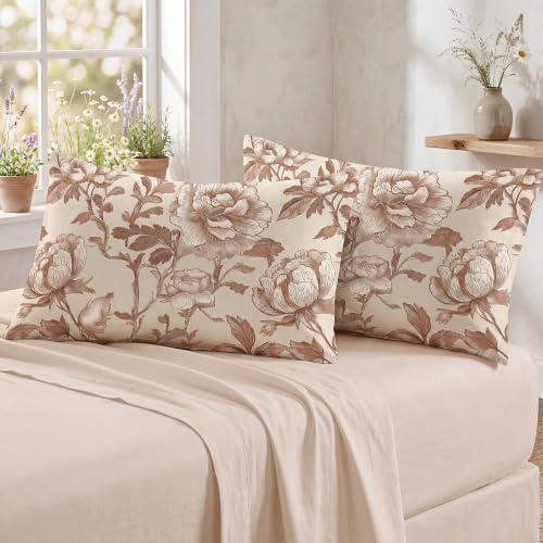 Bedorm 100% Cotton Pillowcases Set of 2 Standard Size Floral Pillow Cover by Bedorm