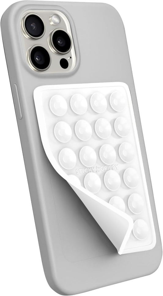 Suction Phone Case Mount, Silicon Adhesive Phone Accessory for iPhone and Android, Hands-Free Fidget Toy Mirror Shower Phone Holder, Tiktok Videos and Selfies (White)
