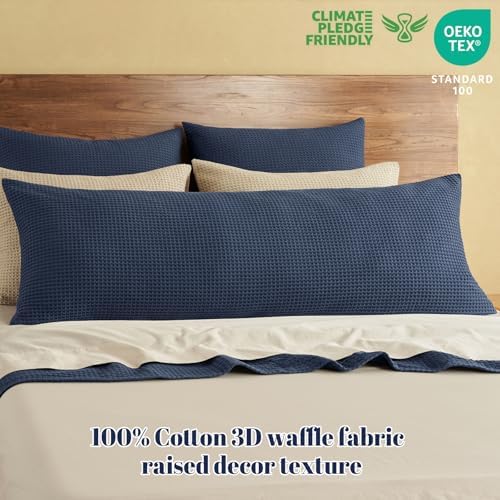 PHF Cotton Waffle Body Pillowcase 20"x54", Dark Navy, No Insert - Image 2