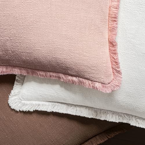 MIULEE Boho Linen Fringe Decorative Throw Pillow Covers White 20x20 - Image 4