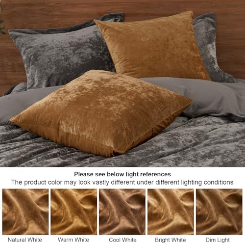 PHF Truly Velvet Euro Shams 26"x26", Rusty Burnt Orange, No Insert, 2 Pack - Image 6