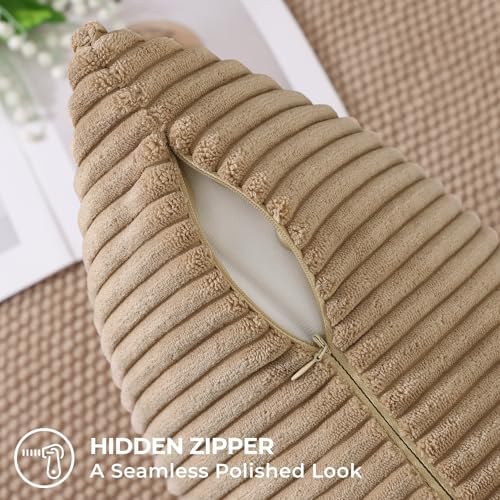 Mecatny Corduroy Fall Decorative Throw Pillow Covers 20x20 Set of 2 Khaki - Image 5