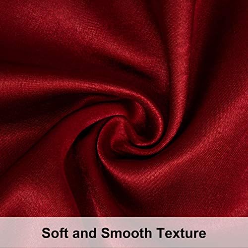 NTBAY King Satin Pillowcases, Wine Red - Image 2