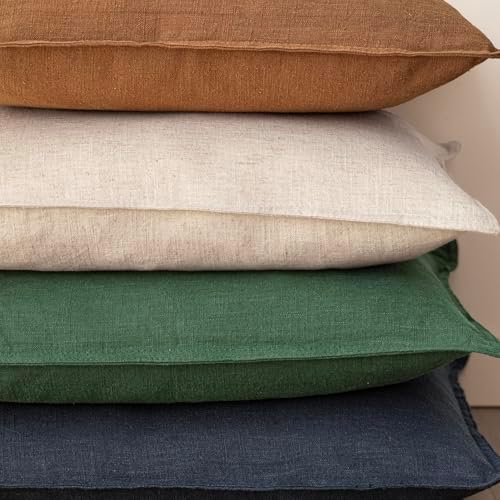Foindtower Linen Solid Decorative Throw Pillow Covers 18x18 Inch Pine Green - Image 5
