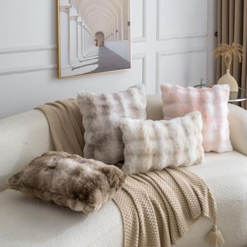 MADIZZ Pack of 2 Thick Plush Faux Wool Throw Pillow Covers Soft Boho Throw - Image 6