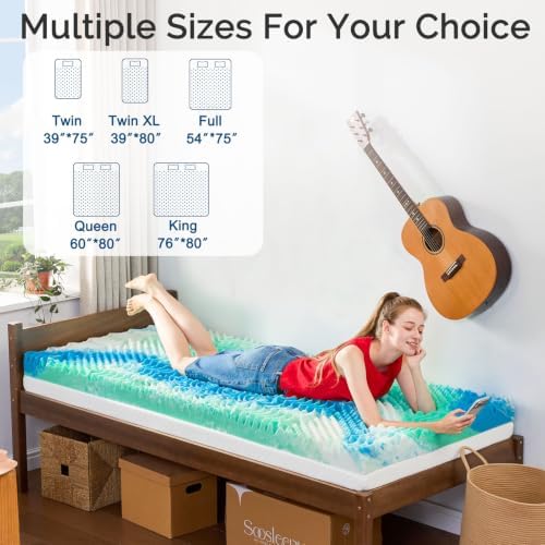 SOOSLEEPY 2 Inch 7-Zone Twin Memory Foam Mattress Topper Egg Crate Cooling Gel - Image 6