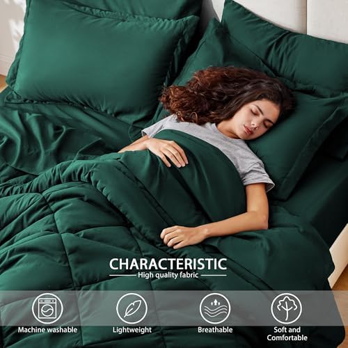 Love's cabin Full Comforter Set Dark Green, 7 Pieces Full Bed in a Bag - Image 3