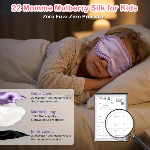 Kids Silk Sleep Mask, 22 Momme 100% Mulberry Silk Eye Mask - Image 2