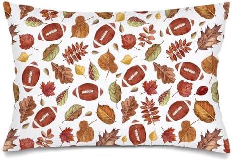 Fall Throw Pillow Cases Queen Size Set of 2, Football Pillow Cover Football by Unknown