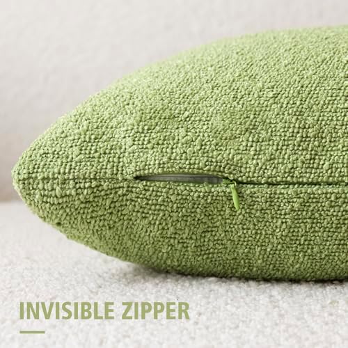 Foindtower Decorative Textured Boucle Throw Pillow Covers 18x18 Lime Green - Image 2