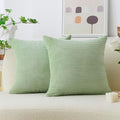 Home Brilliant Green Couch Pillow Covers Super Soft Striped Corduroy Set of 2 by HomeBrilliant