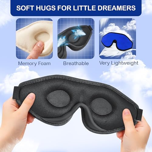 3D Sleep Mask for Kids, Light Block Sleeping Blindfold Memory Foam Contoured - Image 2