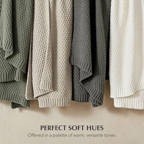 EVERGRACEHOME Chunky Chenille Knit Throw Blanket, 50 x 60, Bright White - Image 6