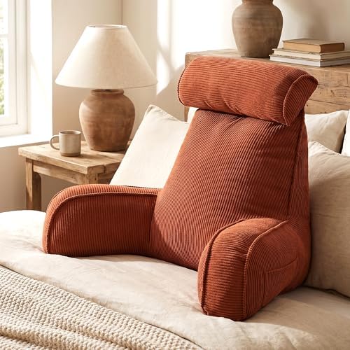 Pillow with Arms for Sitting Up in Bed, Reading Backrest Pillow, Corduroy Back - Image 2