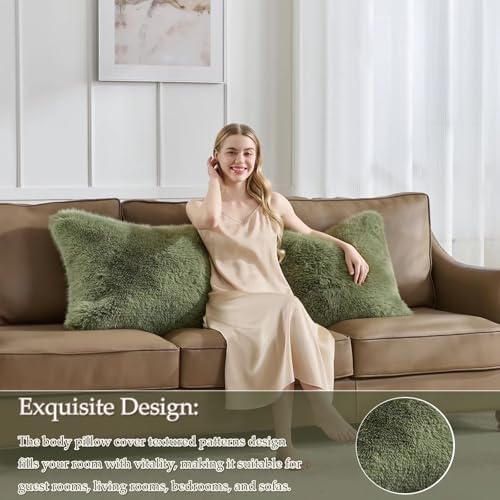 20x54 inch Luxury Fluffy Body Pillow Cover, Shaggy Furry Body Pillowcase - Image 3