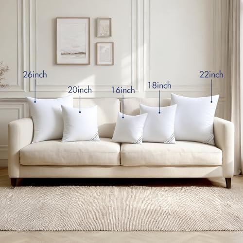 MIULEE 26x26 Pillows Inserts Pack of 2, Down Alternative Virgin Filling - Image 4