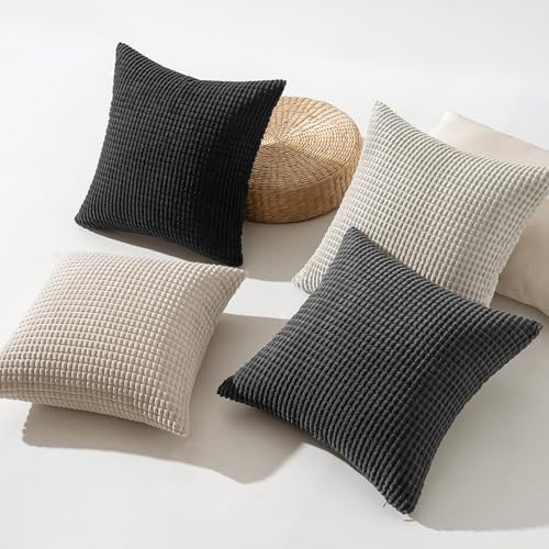 MIULEE Neutral Cream/Grey Decorative Pillow Covers 18x18 Inch Set of 4 - Image 5