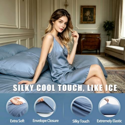 TELUS Cooling Pillowcases for Hot Sleepers King Size 2-Pack, Silky Soft - Image 3