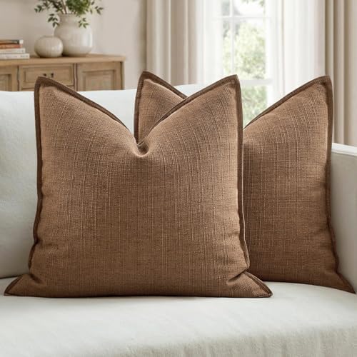 MIULEE Thick Textured Decorative Throw Pillow Covers 22x22 Inch Brown Sugar by MIULEE