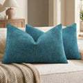 decorUhome Chenille Throw Pillow Covers 12x20 Set of 2, Dark Teal by decorUhome