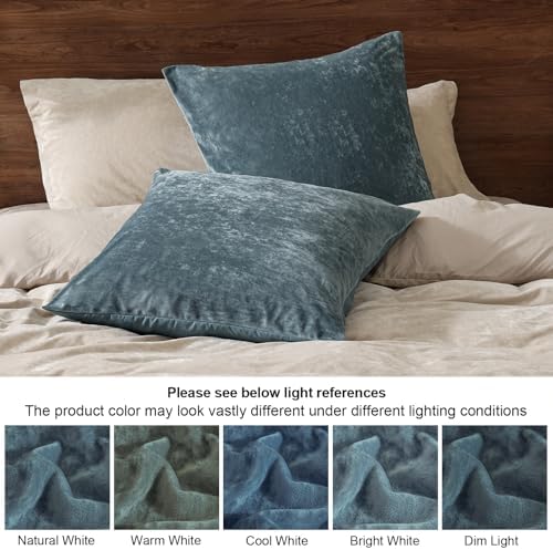 PHF Truly Velvet Euro Shams 26" x 26", Stormy Blue, No Insert, 2 Pack - Image 5