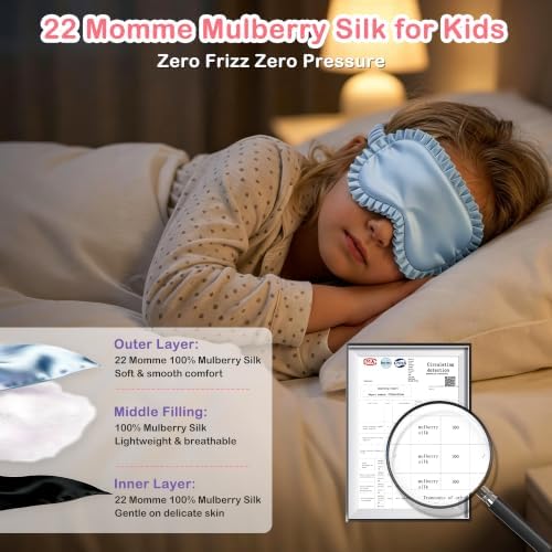 Kids Silk Sleep Mask, 22 Momme 100% Mulberry Silk Eye Mask - Image 4