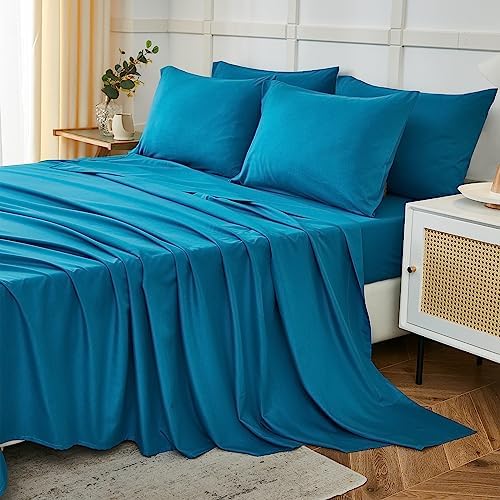 ILAVANDE Teal Queen Sheets Set 6 Piece, Hotel Luxury Super Soft 1800 Series by ILAVANDEforYourBedHome