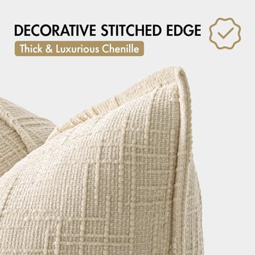MIULEE Slubby Textured Decorative Throw Pillow Covers Beige 18x18 - Image 7