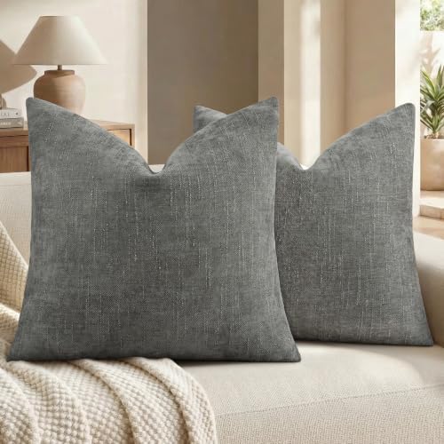 decorUhome Chenille Decorative Throw Pillow Covers 18x18 Set of 2 by decorUhome