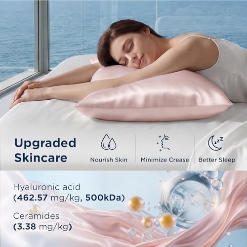 Bedsure Cooling Pillowcase for Hot Sleepers, Silk Like Pillow Case Queen Size - Image 5