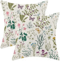AEIOAE Spring Pillow Covers 18x18 Inch Set of 2, Sage Green Teal Wild Flower by AEIOAE