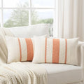Fancy Homi Set of 2 Boho Coral Long Lumbar Decorative Throw Pillow Cover 16x24 by Fancy+Homi