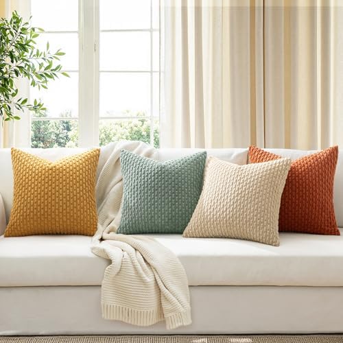 MIULEE Teal Orange Decorative Throw Pillow Covers - Image 4