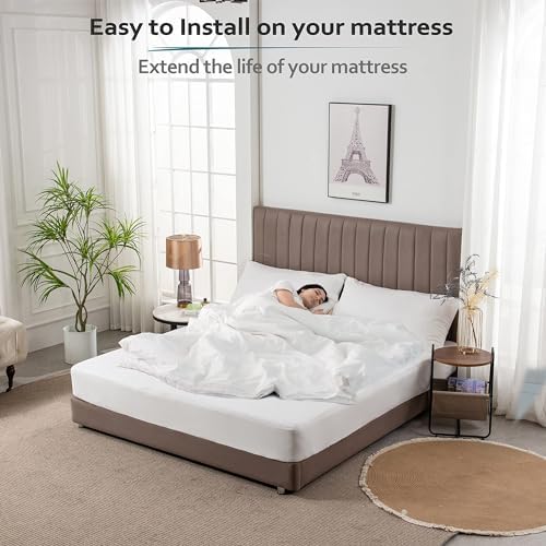 PlushDeluxe Waterproof California King Mattress Protector, Terry Cotton - Image 3