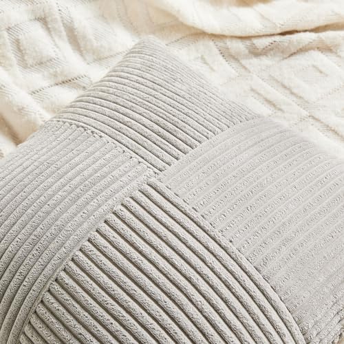 Fancy Homi 2 Packs Neutral Grey Long Lumbar Decorative Throw Pillow Covers - Image 3