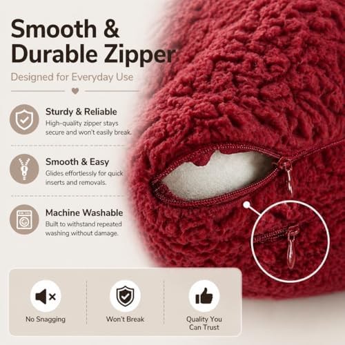 REAFORT Sherpa Euro Sham Cover 26"x26", Zipper Closure - Image 4