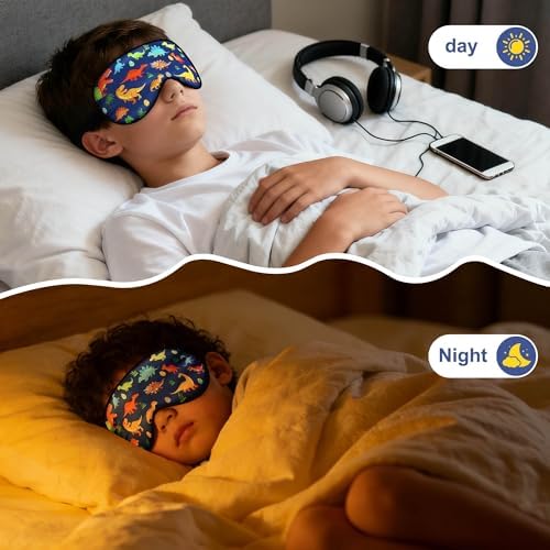 Kids Sleep Mask, Kids Eye Mask for Sleeping, Dinosaur Kids Sleep Mask for Boys - Image 6