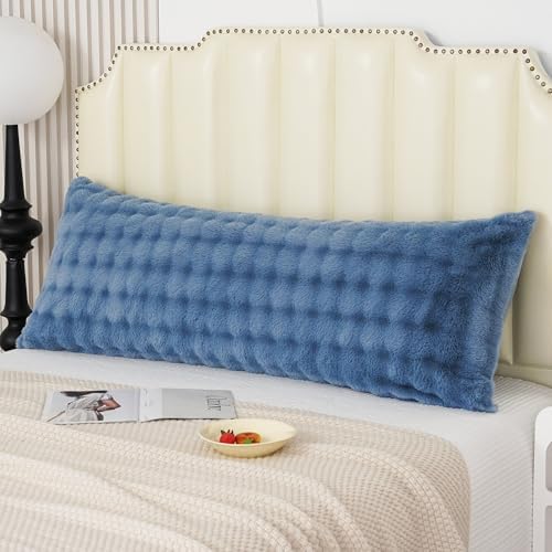 Fluffy Faux Fur Body Pillowcase, Luxury Bubble Waffle Carved Plush Long Size by Uhamho