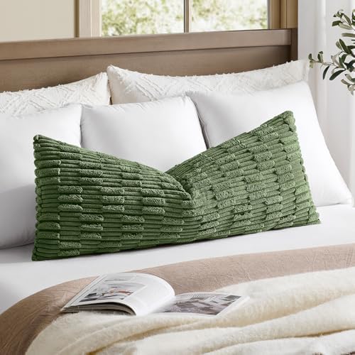 Kevin Textile 20x54 Inch Long Body Lumbar Pillow Cover 1 Pack Soft Plush Stripe by KevinTextile