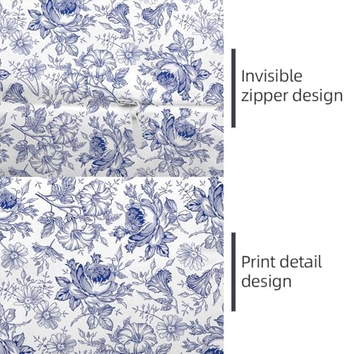 Blue and White Porcelain Floral Throw Pillow Cases Queen Size Set of 2 - Image 6