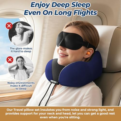 ExploreBliss Travel Pillow, Memory Foam Neck Pillow Airplane - Image 5