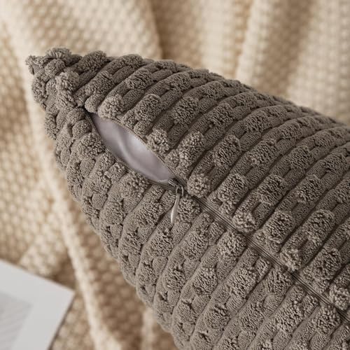 Kevin Textile Soft Corduroy 14"x36" Lumbar Pillow Cover 1 Pack, Light Brown - Image 4